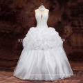 2017 beads fish bone spaghetti strap organza ball gown wedding dress with real pictures